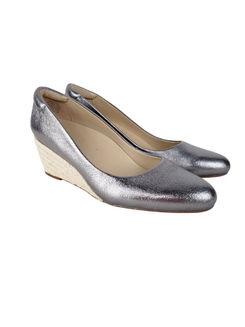 Abeo Quinn Espadrille Wedge Shoes Metallic Silver Orthotic Womens 10